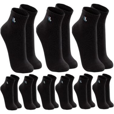 Imagem de Kit 9 Pares Meia Lupo Cano Médio Pretas 37-40 41-44 Esporte - Kit Lupo