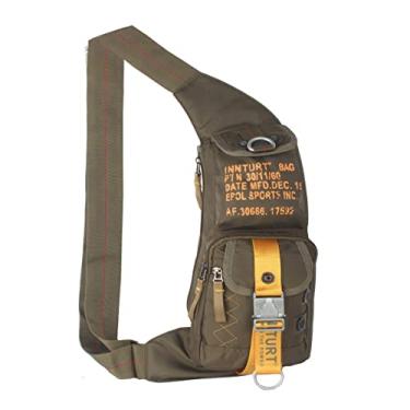 Imagem de Mochila de nylon com alça Intur para uso ao ar livre, Army Green & Yellow, Medium