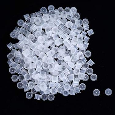 Imagem de Tampas de tinta de tatuagem médias, 500 peças brancas de plástico descartáveis para tatuagem com base, tinta de pigmento de tatuagem de maquiagem, tamanhos médios de 13 mm para tinta de tatuagem, kits de tatuagem, suprimentos para tatuagem (M)