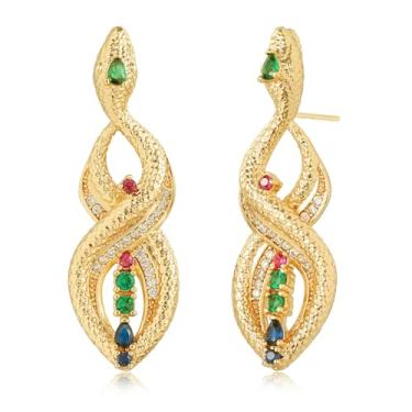 Imagem de BENEIGE Brincos delicados de ouro para mulheres, banhado a ouro 14 quilates, argola com pingente de cobra, olho turco, borboleta, cruz, coração, brincos hipoalergênicos, minimalistas, joias de