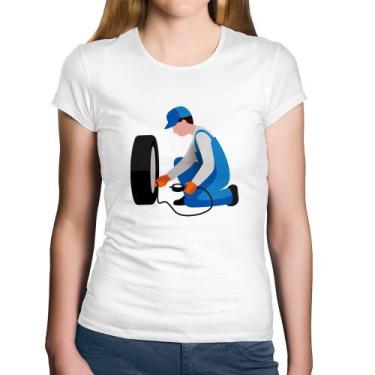 Imagem de Baby Look Algodão Borracharia - Foca na Moda, Branco, M