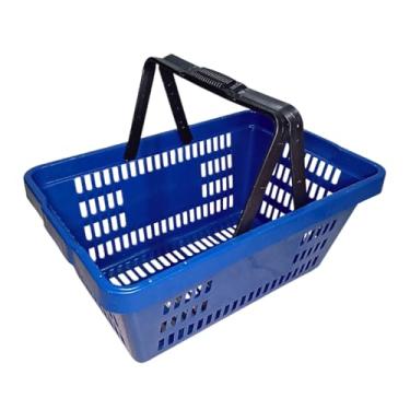 Imagem de Kit 5 Cesta de Mercado Compra Supermercado Cestinha e Lojas 45x30 Multiuso Reforçadas Grande(Azul)
