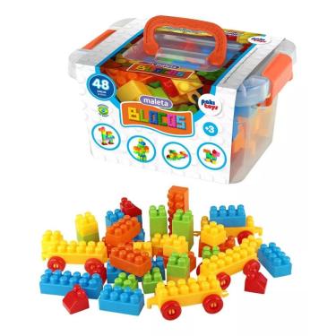 Imagem de Blocos de Montar 48 Peças com Maleta, Brinquedo Educativo