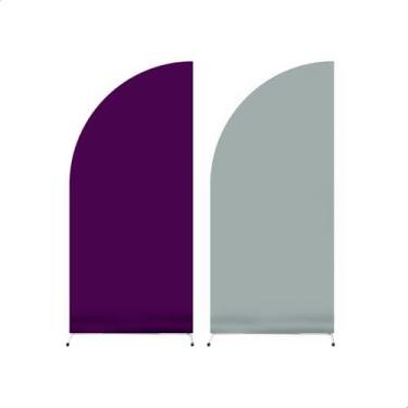 Imagem de Capa Para Painel Liso Meia lua Dupla Face 2mx1m Sistema Veste Fácil (ROXO E CINZA)