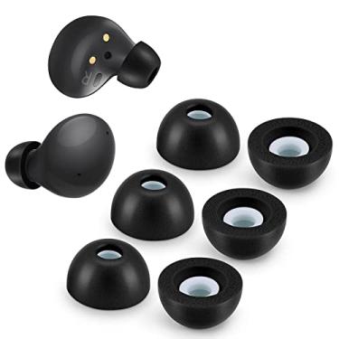 Imagem de Pontas de espuma viscoelástica para Samsung Galaxy Buds 2/Plus, sem dor de silicone nas orelhas, pontas auriculares de substituição antiderrapantes, encaixam na capa de carregamento, reduzindo o ruído de ouvido, 3 pares (grande, preto)