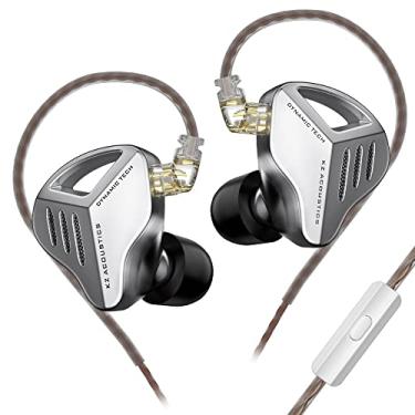 Imagem de YINYOO KZ ZVX Fones de ouvido intra-auriculares dinâmicos superlineares de cavidade dupla de 10 mm com cabo destacável, monitores intra-auriculares IEMs HiFi para músicos audiófilos (prata, com