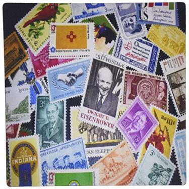 Imagem de 3dRose LLC 20 x 20 x 0,25 polegadas, coleção de carimbos postais vintage (mp_162939_1)