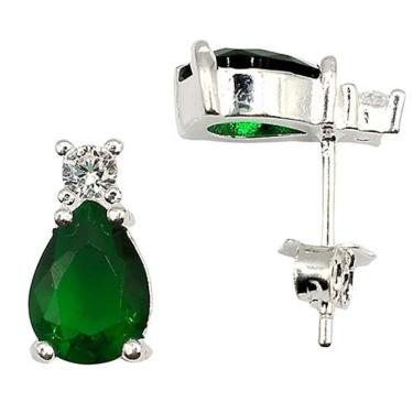 Imagem de Brinco Gota Zircônio Colorida Delicada Prata 925