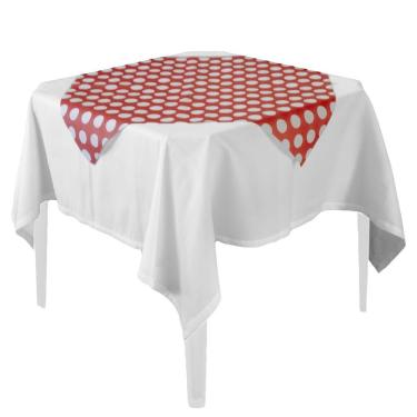 Imagem de Toalha De Mesa Poá Vermelho E Branco Tnt 70cm X 70cm - 5 Un.