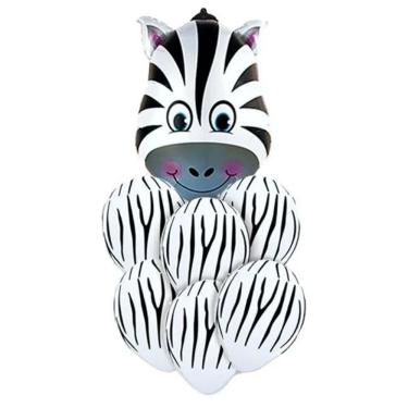 Imagem de Kit Buquê Balões Zebra - 7 Itens