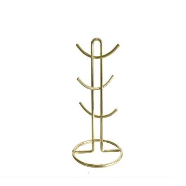 Imagem de Suporte Para 6 Xicaras Em Metal Dourado 34x16cm