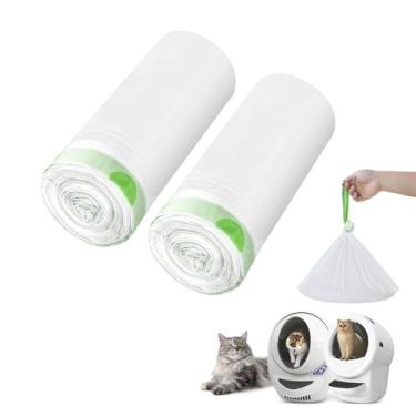 Imagem de Pacote com 60 caixas de areia robô 3 e 4 sacos de lixo, cordões de 1,5 mils de espessura, caixa de areia para gatos autolimpantes, sacos de substituição de sacos de lixo de robô, compatível com robô