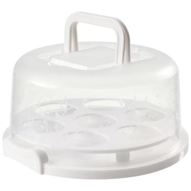 Imagem de Porta-bolos com tampa e alça Porta-bolos portátil de 25,4 cm com tampa transparente, recipiente redondo reutilizável lavável para cupcake, torta, sobremesa e