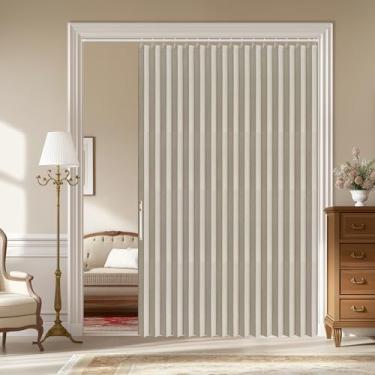 Imagem de Cortina AJAZZ 100% blackout de porta sanfonada, cortina de armário invisível aplicável quarto quarto sala de estar porta (branco creme 183 cm L x 198 cm C) 1 painel