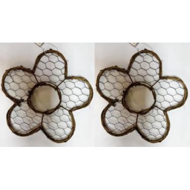 Imagem de HAPPY DEALS ~ Decoração de parede rústica de arame de galinha, moldura de videira, 20 cm, conjunto de 2