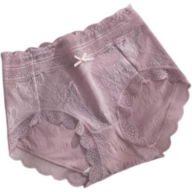 Imagem de Roupa Interior Feminina 3 Unidades Calcinha Feminina Sexy Lace Cuecas Menina Traceless Shorts Finos Cintura Média Sem Costura, Bean Green, L