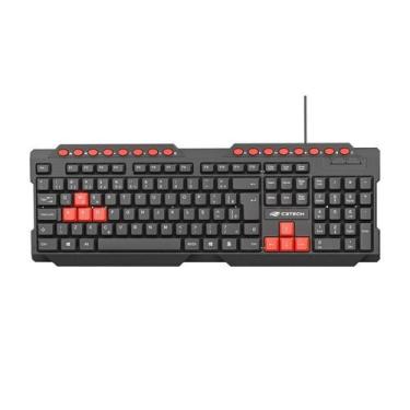 Imagem de Teclado Gamer C3Tech KG10V2BK Multimídia USB ABNT2 Preto e Vermelho