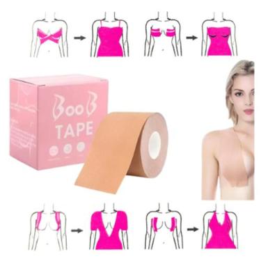 Imagem de Kit Adesivo 5M Levanta Peito e Seios Fita Boob Tape Efeito Push Up - m