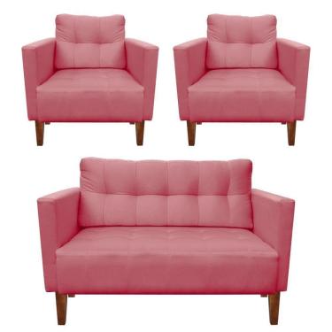 Imagem de Kit Sofá Retrô 2 Lugares E 02 Poltronas Rose