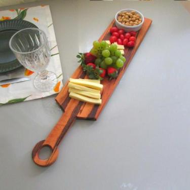 Imagem de Tábua Para Frios Servir Queijos Petiscos Aperitivos Madeira Maciça 65c