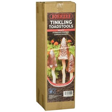 Imagem de Bosmere W120 Pacote com 3 enfeites de gramado de cerâmica para jardim, cogumelos internos e externos à prova de intempéries, cores de cobre