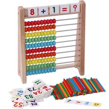 Imagem de Abacus Cloyvers de madeira para crianças, matemática com 100 palitos e