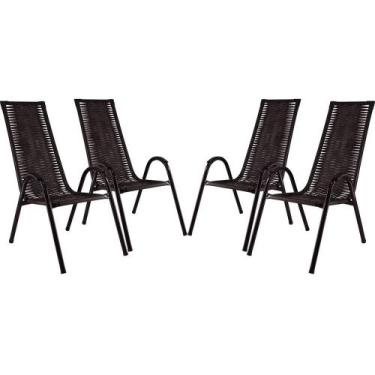 Imagem de Kit Com 4 Cadeiras Canadá Em Fibra Sintética Tabaco - PANERO MÓVEIS