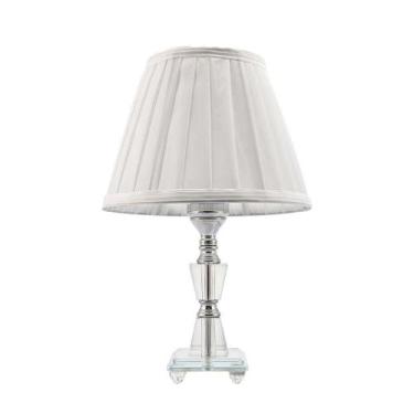 Imagem de Abajur De Vidro Com Cúpula Tecido Bivolt 35cm - Carmella Presentes