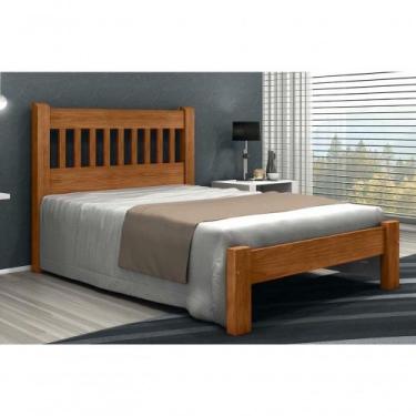 Imagem de Cama de Casal Lisboa de Madeira Maciça Angelim Pedra Tauari Imbuia - G