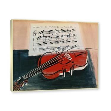 Imagem de Moldura de champanhe. Impressões Raoul Dufy, (o violino vermelho), pôster de viagem vintage, arte impressionista, imagem de arte de parede em tela para decoração de casa. 40 x 48 cm - 15,7 x 18,9 pol