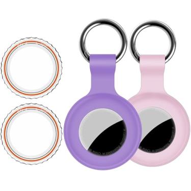 Imagem de Pacote com 2, suporte impermeável IPX8 para Airtag Apple Air Tag, capa de GPS à prova de choque [antiarranhões] [PC + silicone] capa localizadora de itens Air-Tag para animais de estimação, crianças,