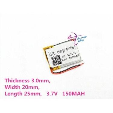Imagem de Bateria 302025 3mm X 20mm X 25mm Com 2 Fios 150mah 3,7v - bgb