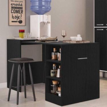 Imagem de Mesa Dobrável Armário de Cozinha Ibiza Multimóveis Preta - MULTIMOVEIS