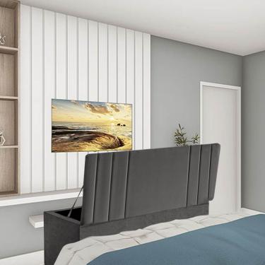 Imagem de Calçadeira Baú Recamier Estofada Cama King 190cm Grécia Suede Cinza Escuro- Mabe Magazine