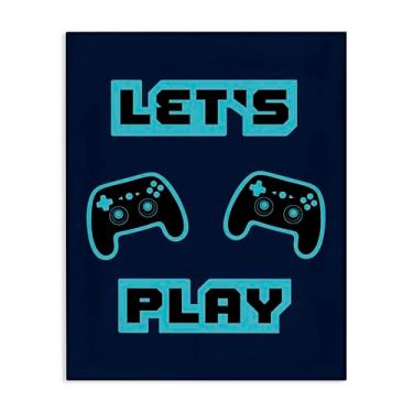 Imagem de Stupell Industries Let's Play Arte de parede azul retrô Gamer, design por Marcus Prime, 76 x 61 cm