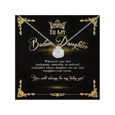 Imagem de Embtrem Colar To My Daughter, colar de tênis, prata, para mulheres, colar circular, joias de aniversário, presentes de tênis para filha, mãe e pai, Zinco, Sem Pedra Preciosa