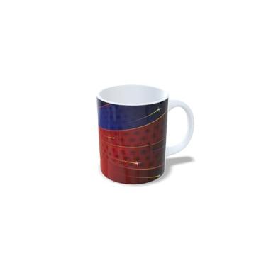 Imagem de Caneca de Cerâmica para Natal, Branca com Decoração Festiva, Design de Estrelas e Bolas Douradas, 325ml (3)