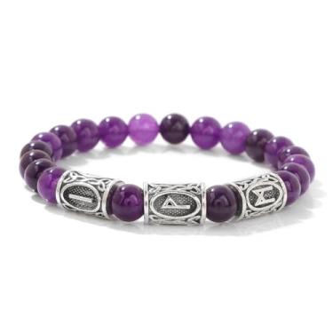 Imagem de Pulseira masculina de contas de pedra com pingente de metal vintage, presente espiritual ajustável para homens, One Size, Metal, Sem Pedra Preciosa