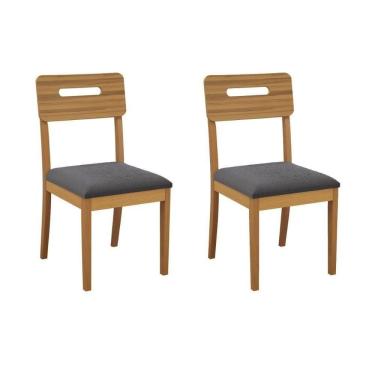 Imagem de Cadeira Sala De Jantar Lila 2cmm011ca Premium Madeira Maciça Kit 2 Un Carvalho/boucle Grafite - Kappesberg