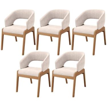 Imagem de Kit 05 Cadeiras De Jantar E Estar Living Estofada Lince L02 Suede Bege - Lyam Decor