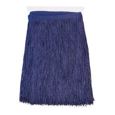 Imagem de Franja de costura de 5 metros com franja, acabamento de borla, acabamento de renda, borla de fibra de poliéster para acessórios de roupas, vestido de casamento latino e decoração de abajur DIY (azul