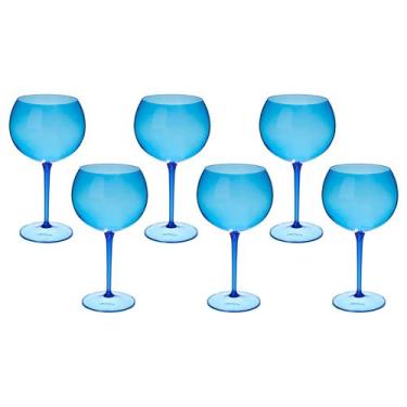 Imagem de Taça De Gin 600ml Kit 6pçs Acrílico Alto Padrão Premium - NEOPLAS, Azu