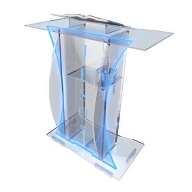 Imagem de Pulpito Acrilico Resistente Bonito 8mm Led e Gravação para Igreja para