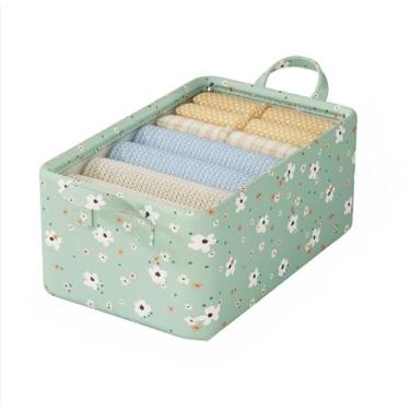 Imagem de Caixa de armazenamento para guarda-roupa — Caixa para guardar roupas e brinquedos, tampa e acabamento estampados(3,Verde (com capa))