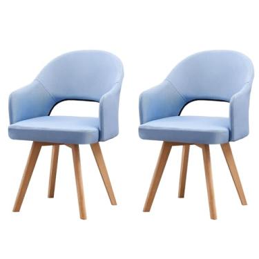 Imagem de Cadeiras giratórias modernas, cadeiras de jantar de meados do século com apoio de braço e pernas de madeira maciça preta para escritório em casa, cozinha, G 2 peças