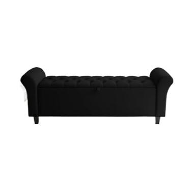 Imagem de Divã Paris 150cm Para Cama Queen Tecido Suede Estrutura em Madeira (PRETO)