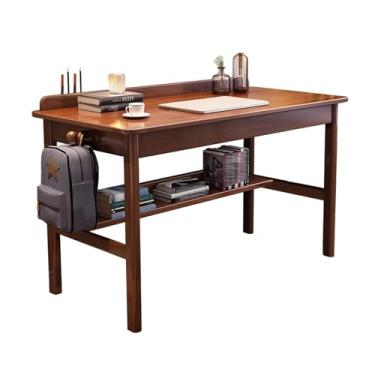 Imagem de Mesa infantil com gavetas de prateleiras de livros em bordo, mesa de estudo com gavetas em ambos os lados, mesa de estudo infantil com compartimento para caneta e prateleira inferior para