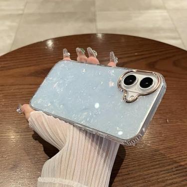 Imagem de HTVJFX Capa de celular luxuosa com glitter e laser em formato de arco-íris para iPhone 12, rígida, transparente e à prova de choque (para iPhone 12/azul)