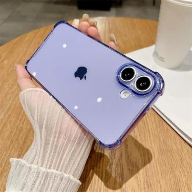 Imagem de HTVJFX Capa de silicone macia de luxo para iPhone 15, proteção à prova de choque, capa traseira transparente (para iPhone 15/roxa)