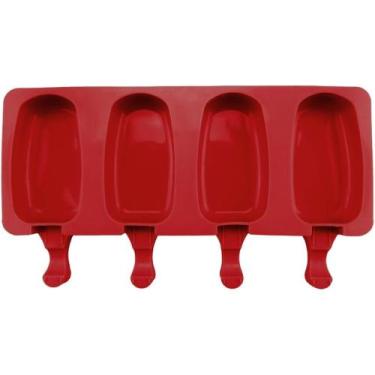 Imagem de Forma de picolé em silicone 4 cavidades molde reutilizável para sorvet